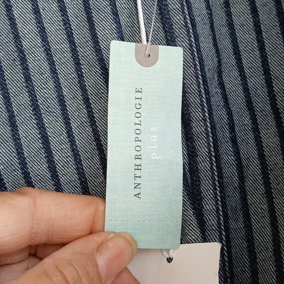 Anthropologie Pilcro Navy Striped Utility Jacket, Cotton and Elastane/Pockets